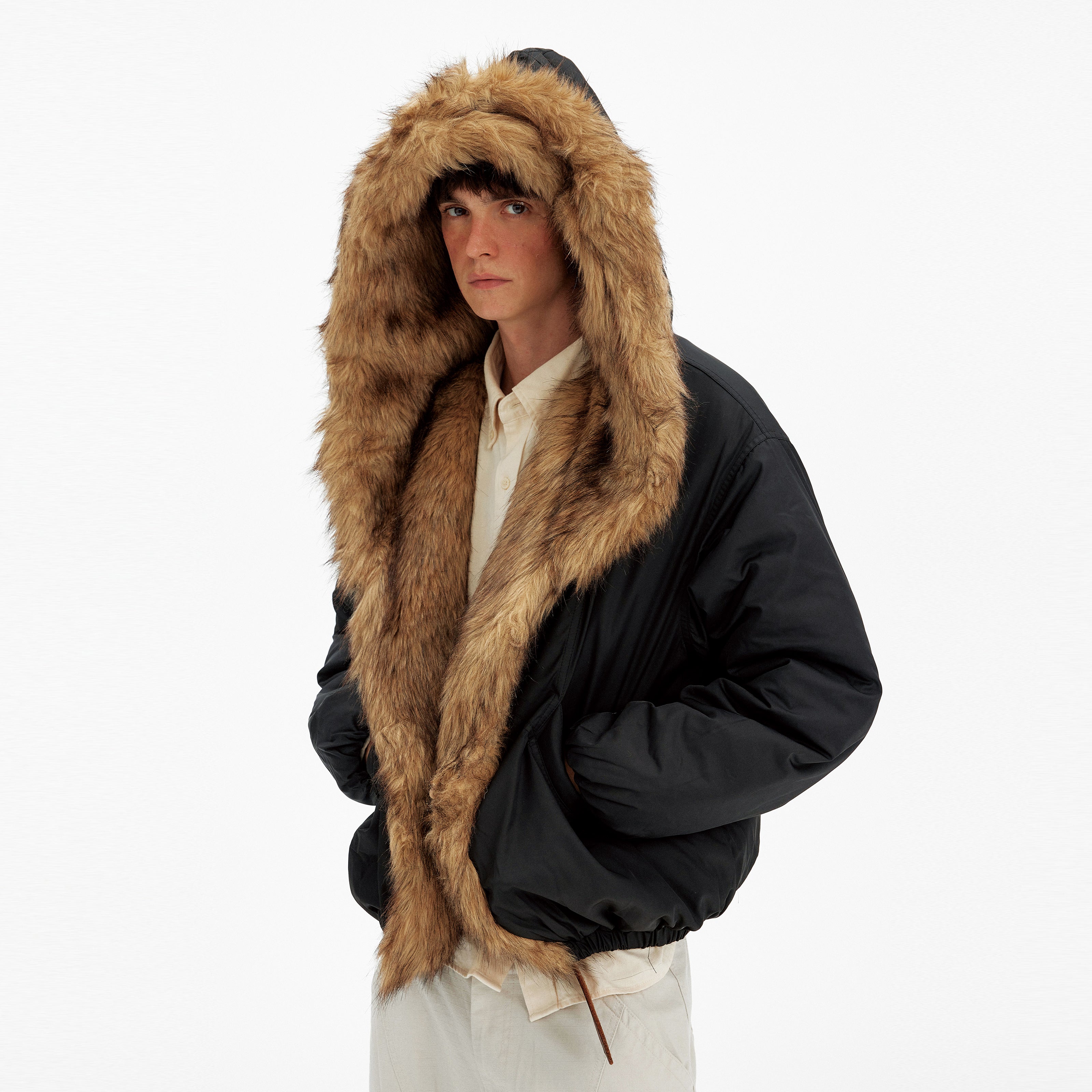 MADWITCH FAUX FUR COLLAR PUFFER JACKET #BM334