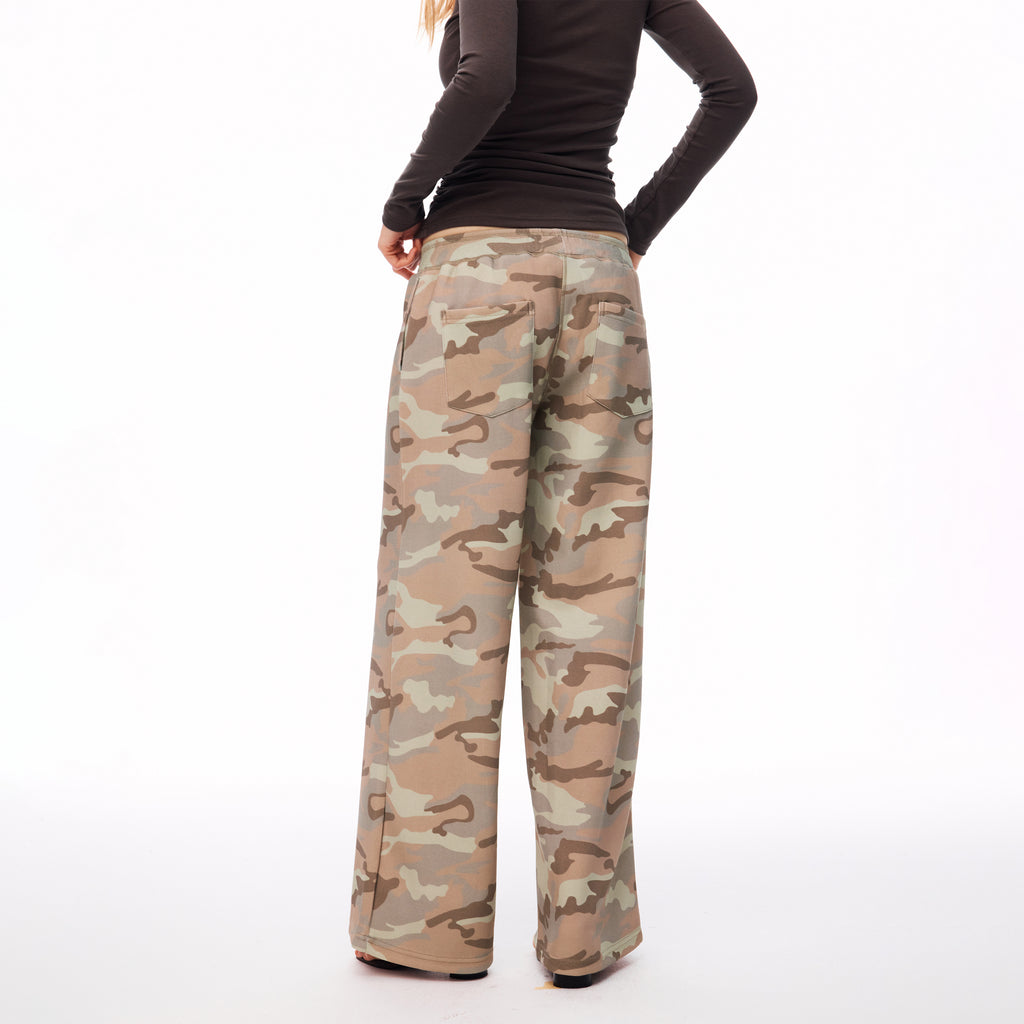 MADWITCH CAMO DRAWSTRING WIDE-LEG SWEATPANTS #CK61087