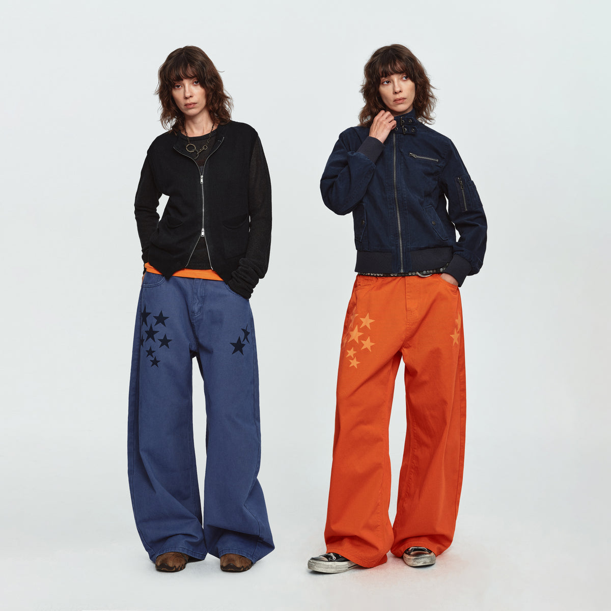 MADWITCH STAR-PRINT WASHED WIDE-LEG TROUSERS #G60156