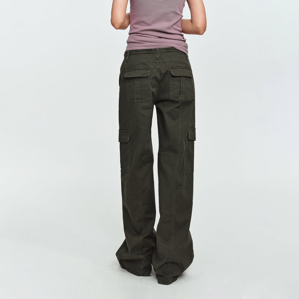 MADWITCH MULTI-POCKET DRAWSTRING WIDE-LEG CARGO PANTS #AN9528