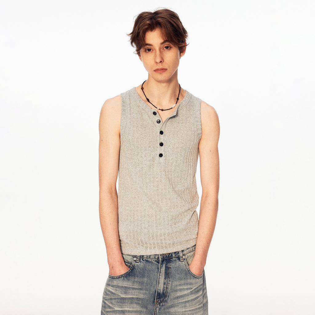 MADWITCH HENLEY RIBBED SLEEVELESS TOP #AW26006