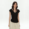 MADWITCH MODAL V-NIP CROP TEE #L0209