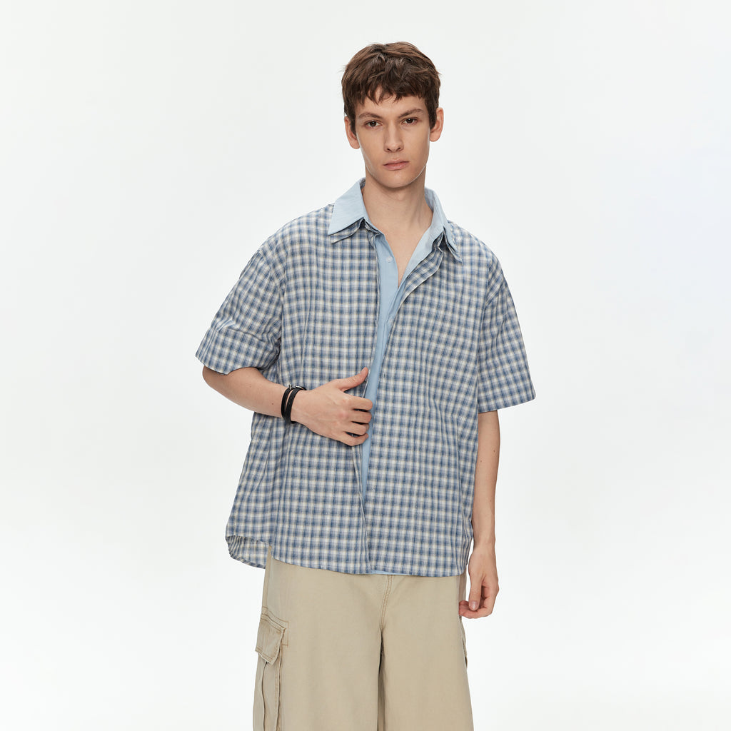 MADWITCH VINTAGE FAUX LAYER PLAID SHIRT #2756