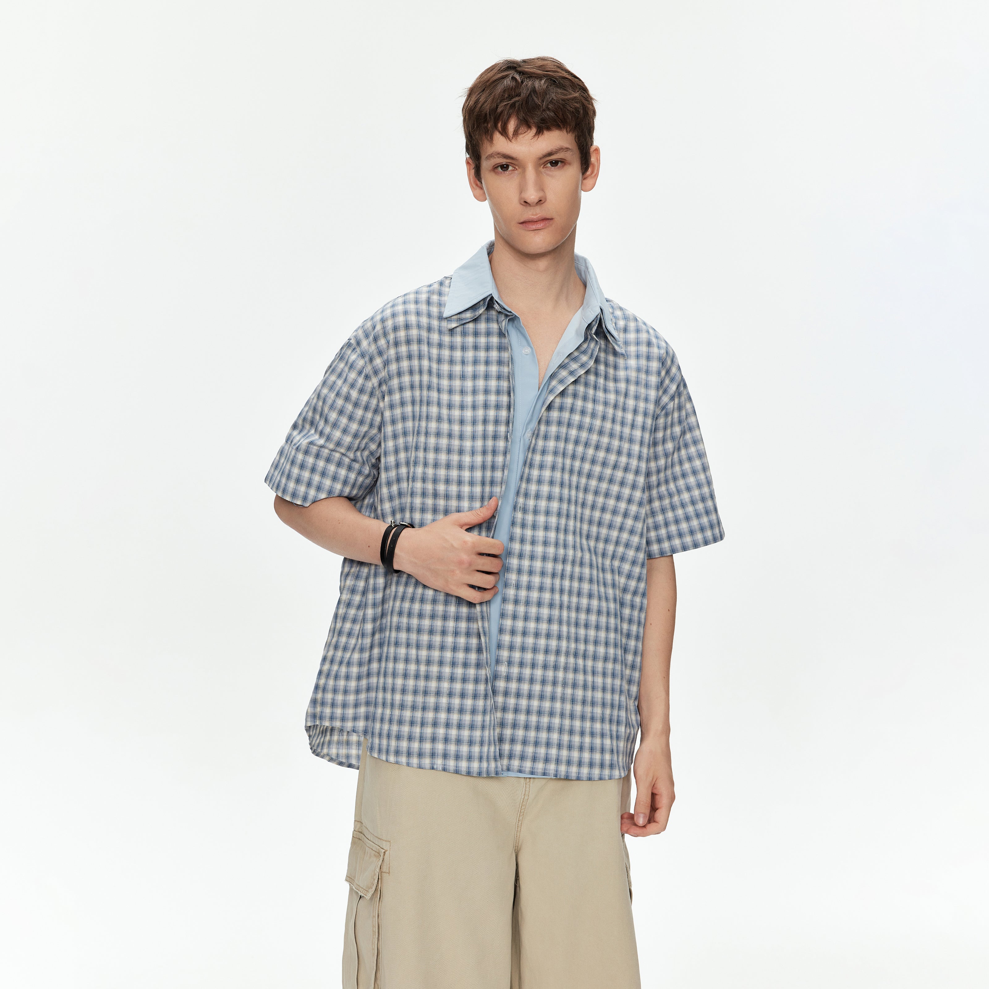 MADWITCH VINTAGE FAUX LAYER PLAID SHIRT #2756