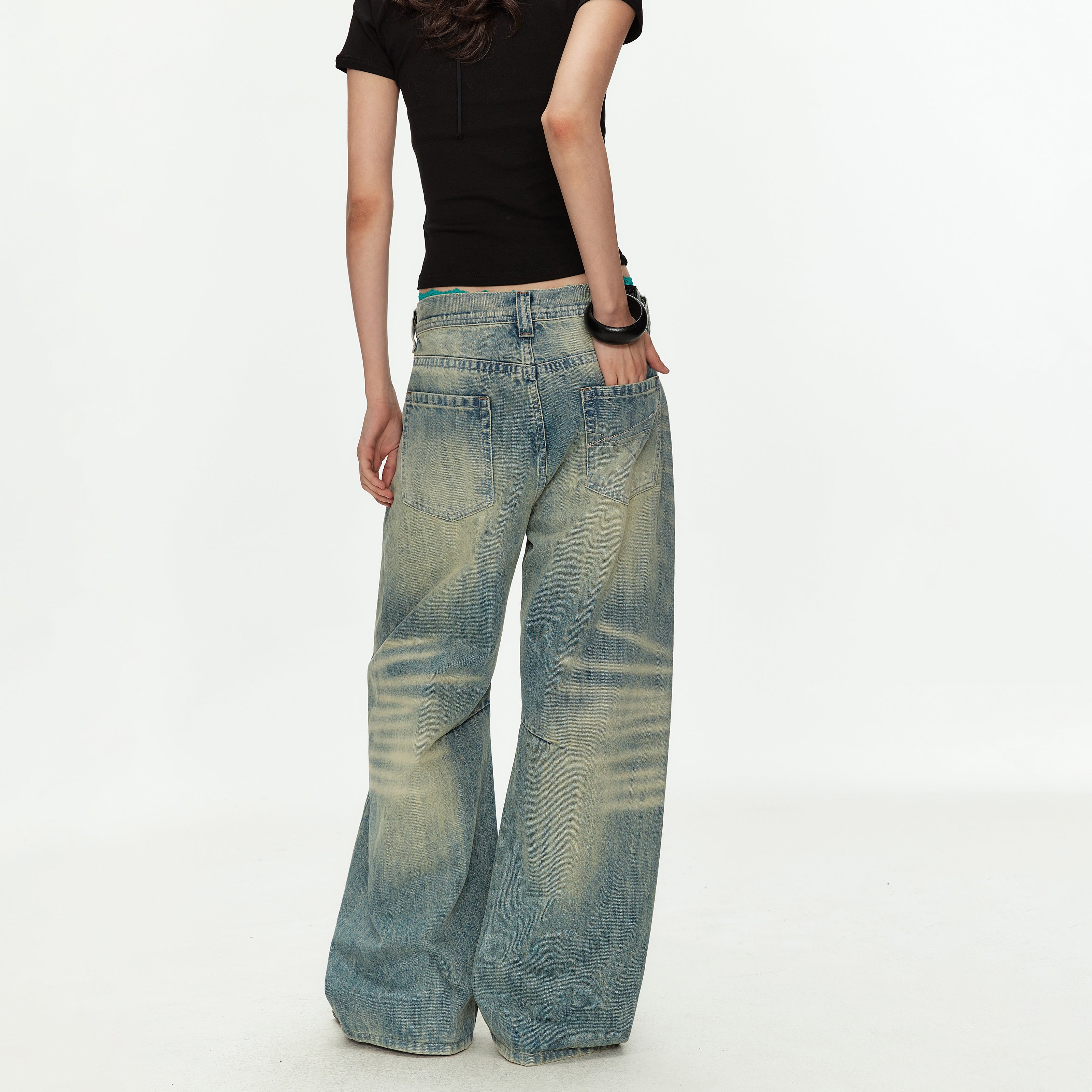 MADWITCH CURVED LEG VINTAGE WIDE JEANS #GPC9820