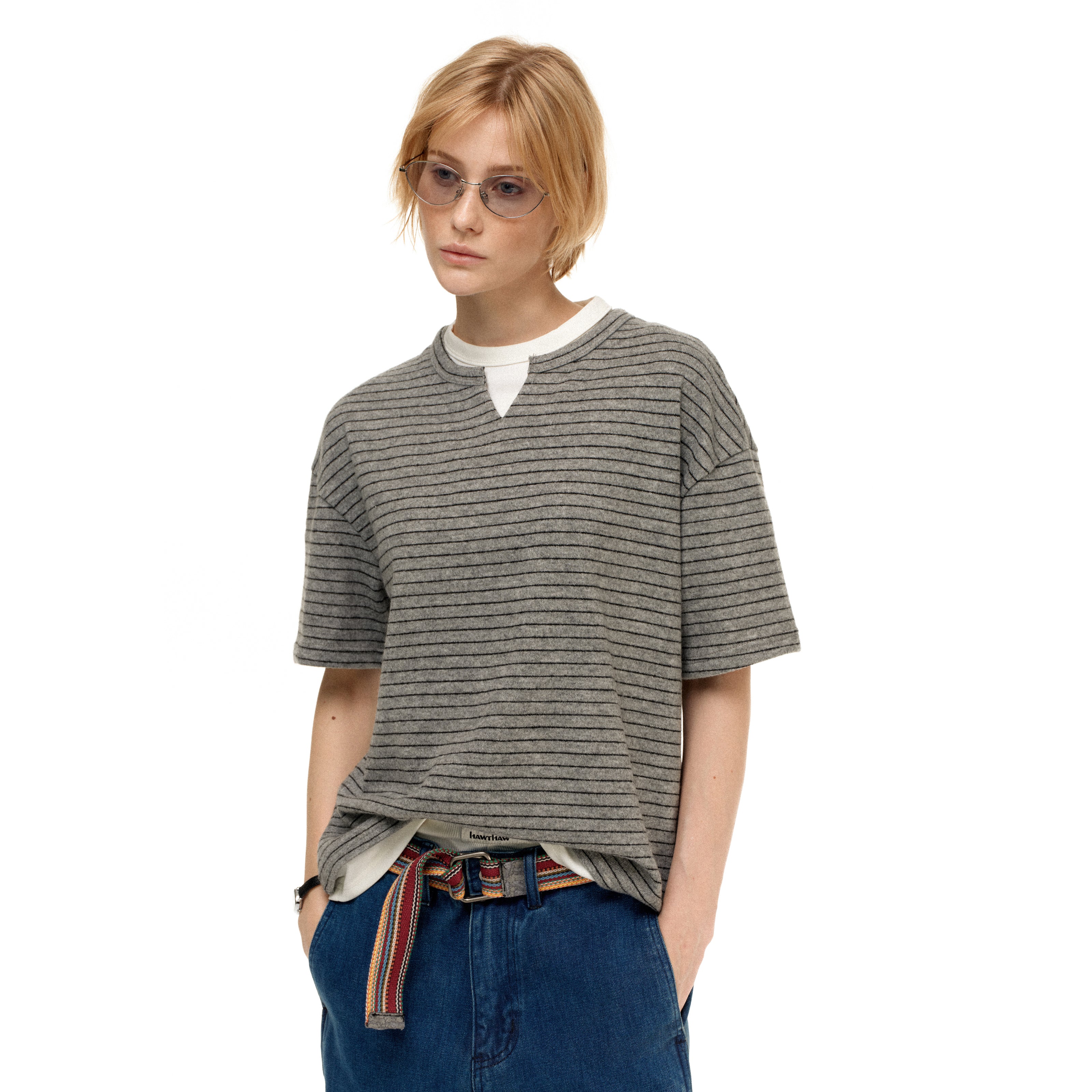 MADWITCH FAUX LAYER STRIPE TEE #WP2