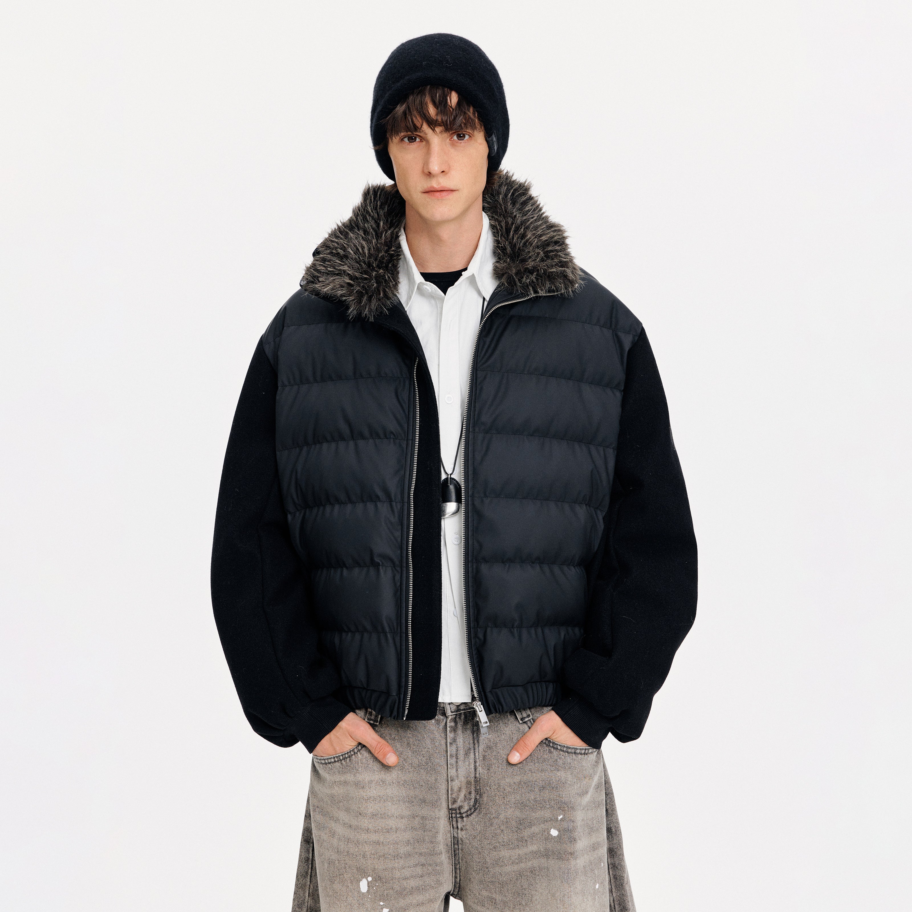 MADWITCH QUILTED STAND COLLAR DOWN JACKET #M0128