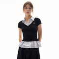 MADWITCH FAUX TWO-PIECE CROP TANK TOP #TX277