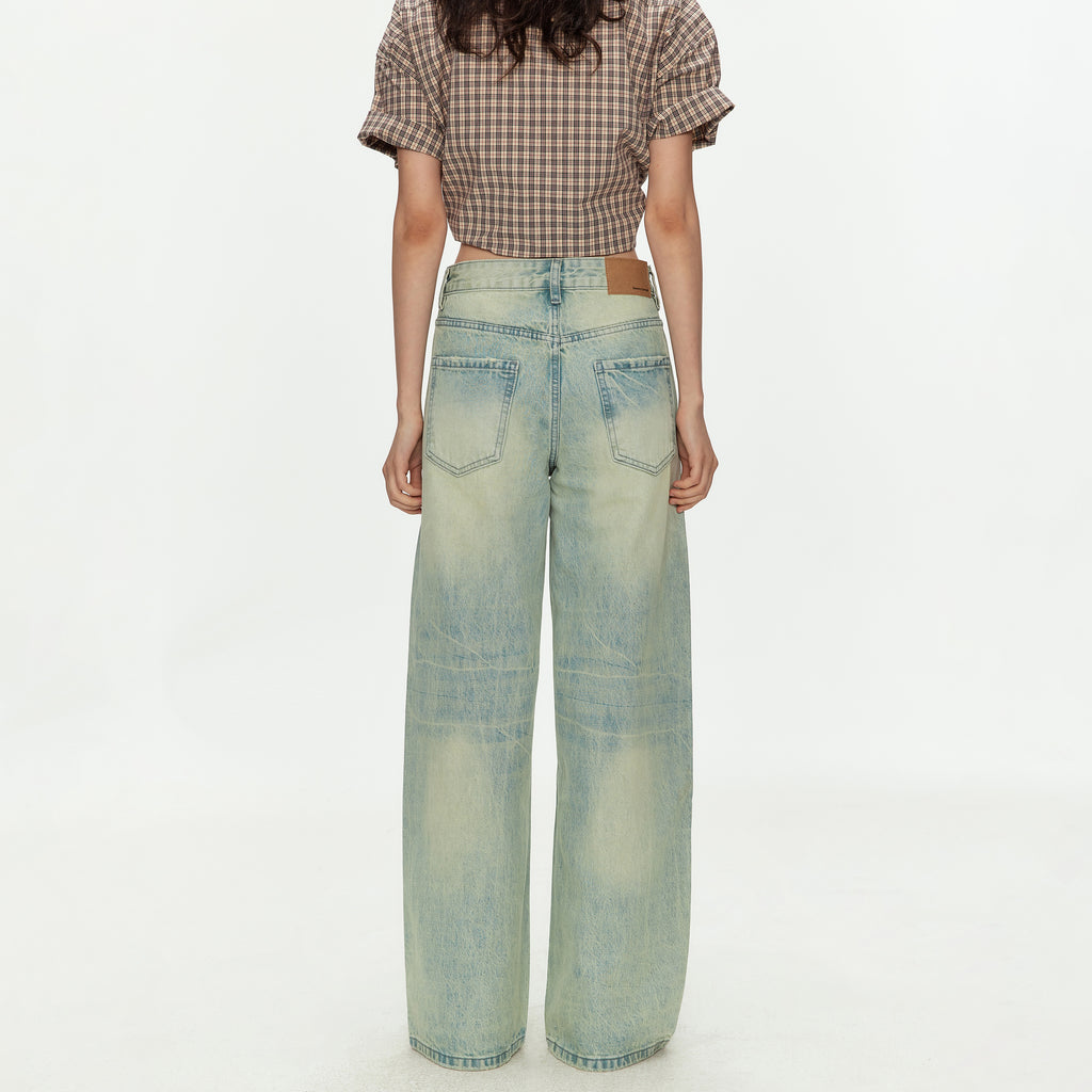 MADWITCH LIGHT BLUE CURVED WIDE JEANS #G60036