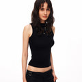 MADWITCH RIBBED MOCK NECK SLEEVELESS TANK #G2034