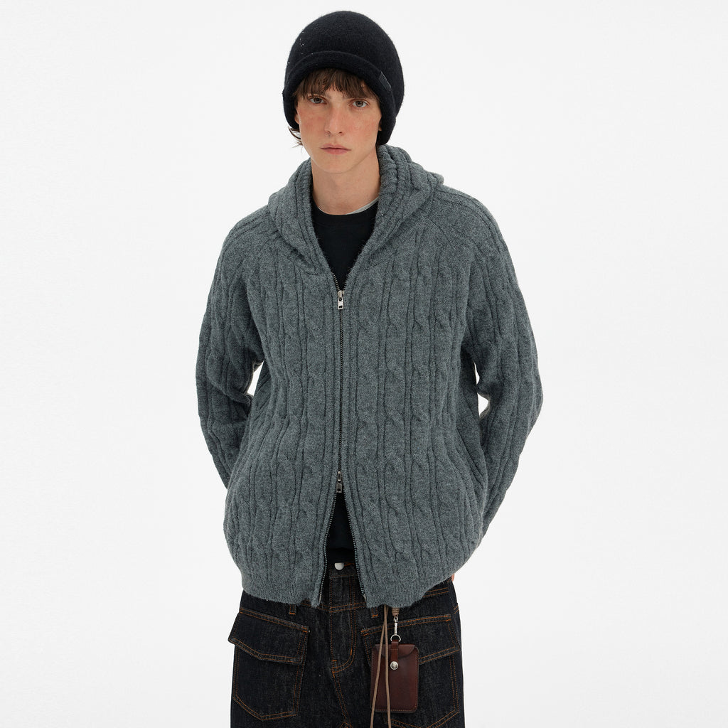 MADWITCH RETRO CABLE KNIT HOODIE #MY020