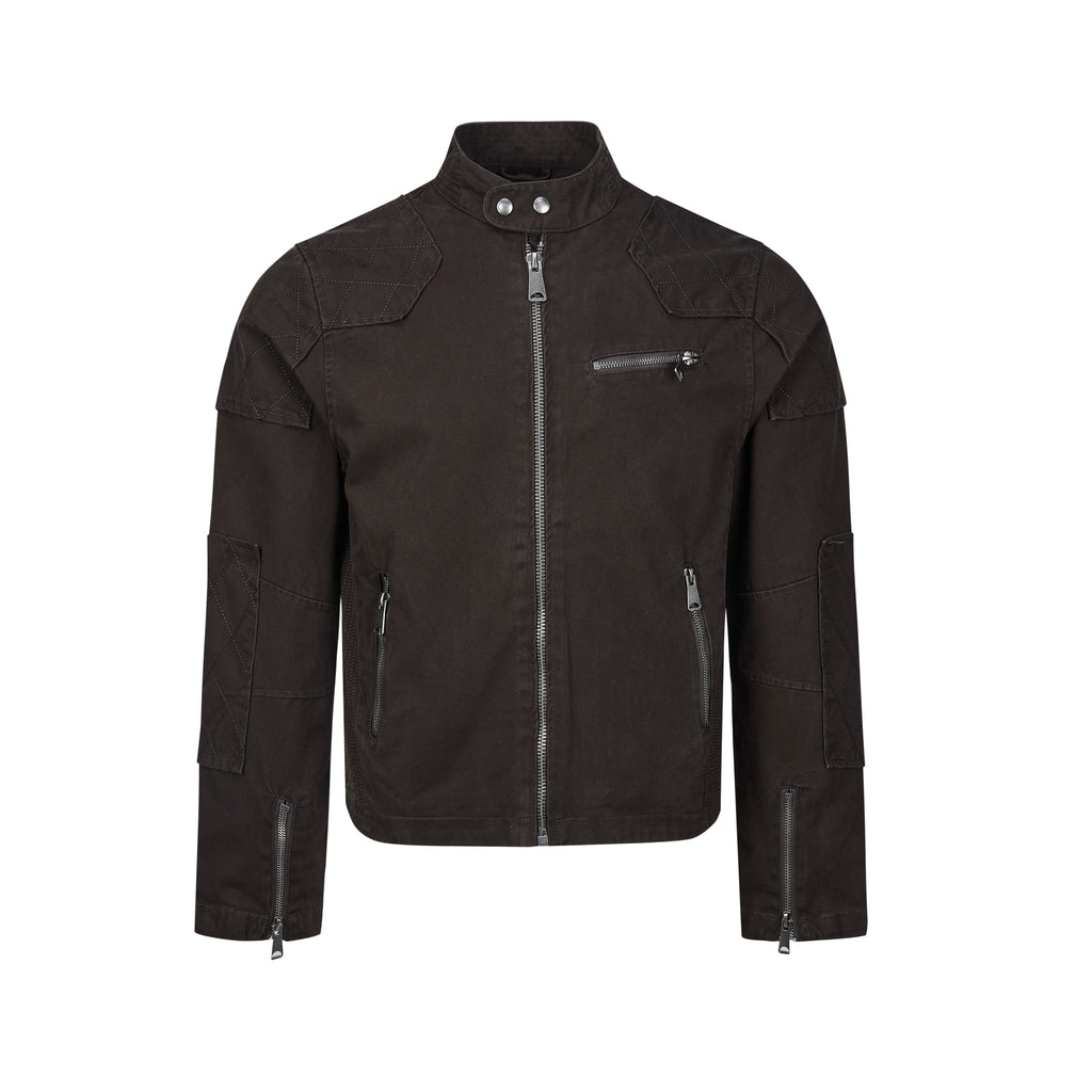 MADWITCH QUILTED WASHED MULTI-ZIP CROPPED MOTO JACKET #IN068
