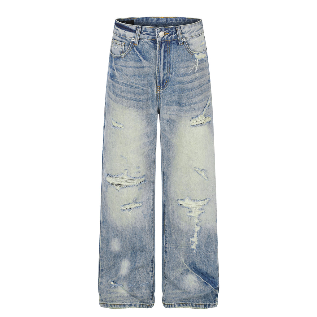 MADWITCH DISTRESSED WASHED WIDE-LEG JEANS #G60064