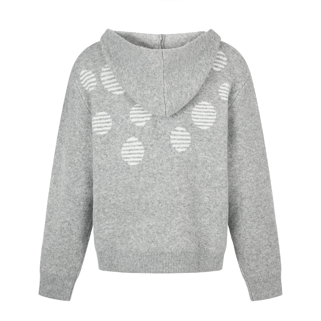 MADWITCH POLKA-DOT JACQUARD CROPPED HOODED SWEATER #MYC033