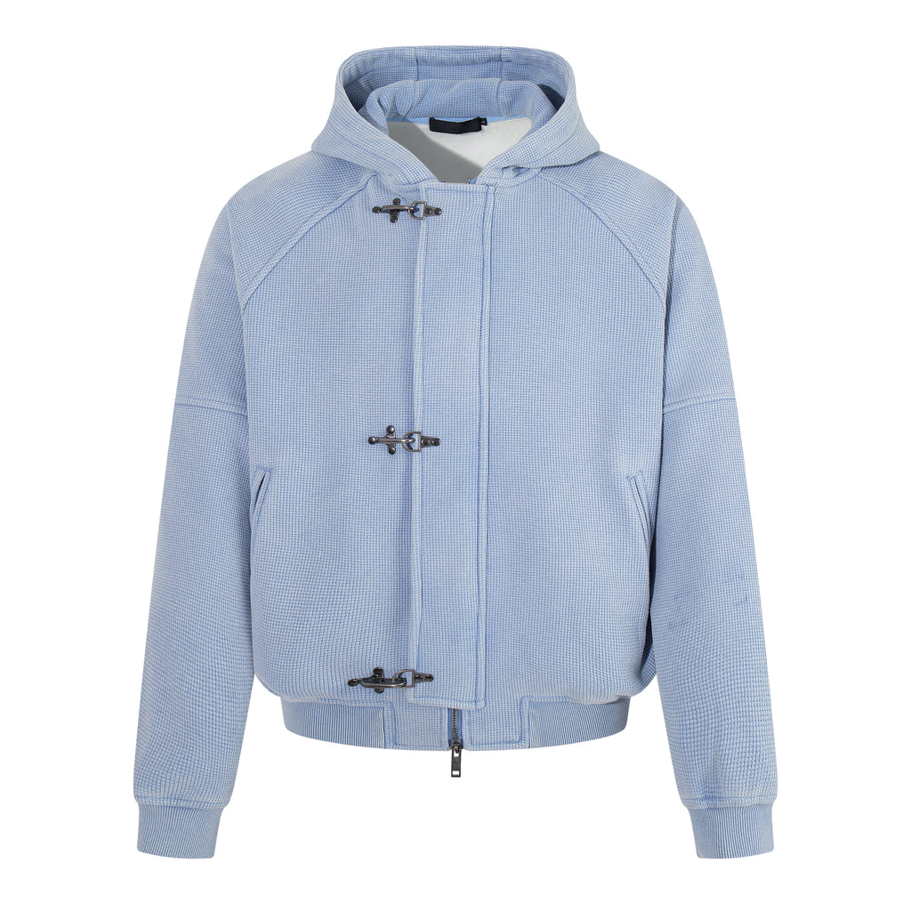 MADWITCH WAFFLE-KNIT BUCKLE-CLOSURE HOODED JACKET #AW26154
