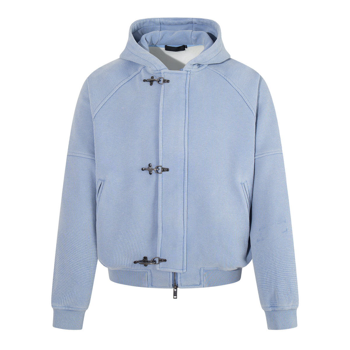 MADWITCH WAFFLE-KNIT BUCKLE-CLOSURE HOODED JACKET #AW26154