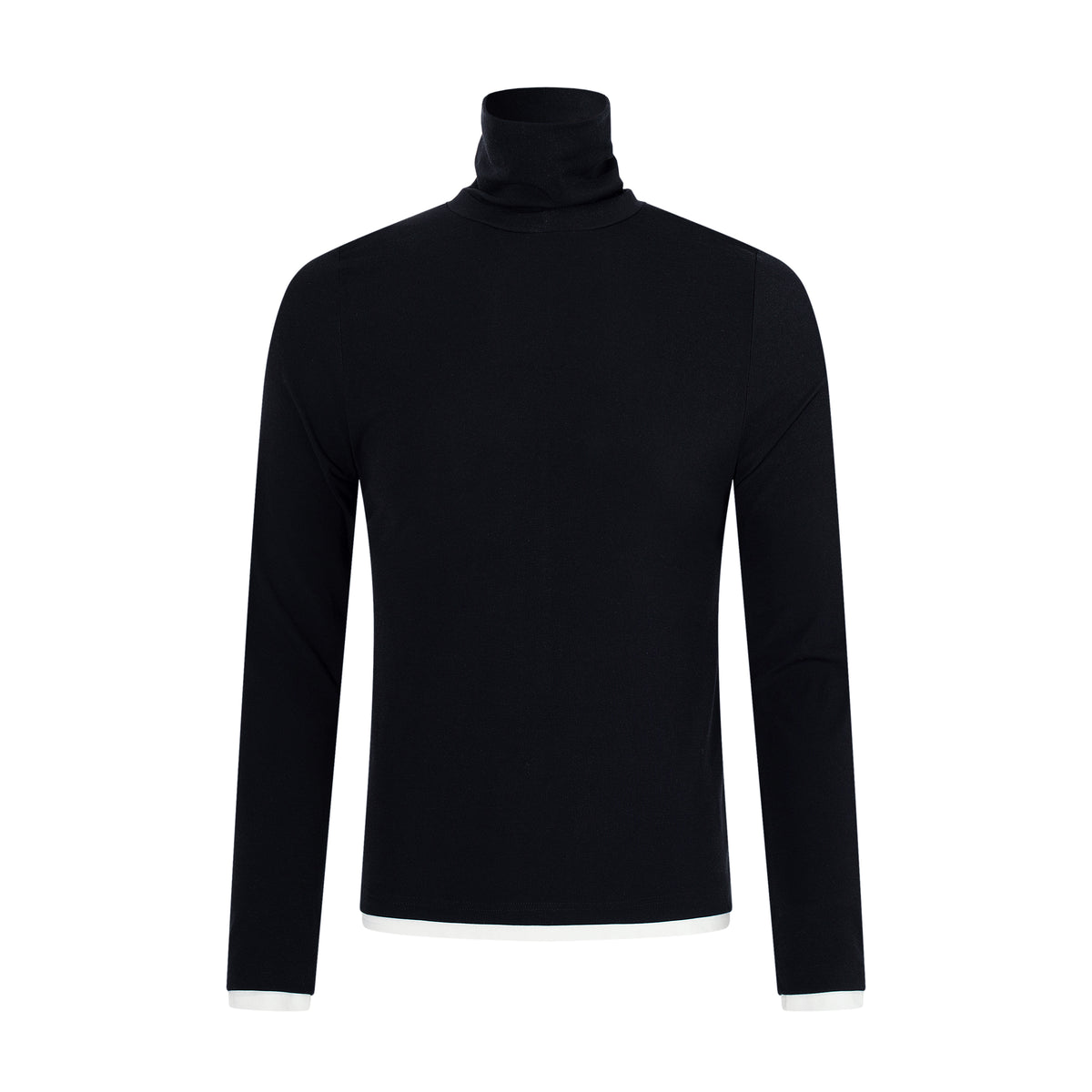 MADWITCH CONTRAST-LAYERED LYOCELL HIGH-NECK SLIM-FIT LONGSLEEVE TEE #AW26144
