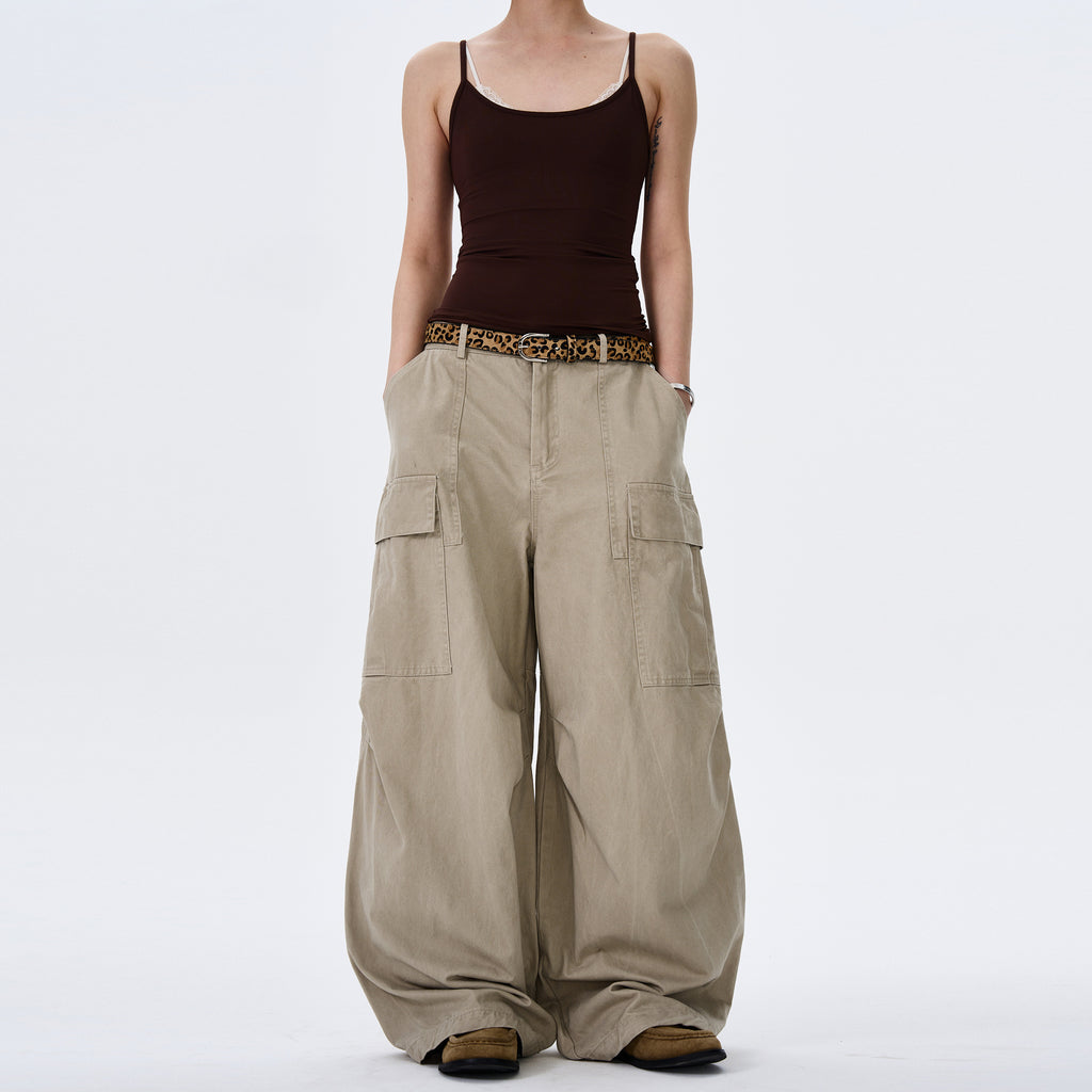 MADWITCH STREET VINTAGE WIDE-LEG CARGO PANTS #L4817