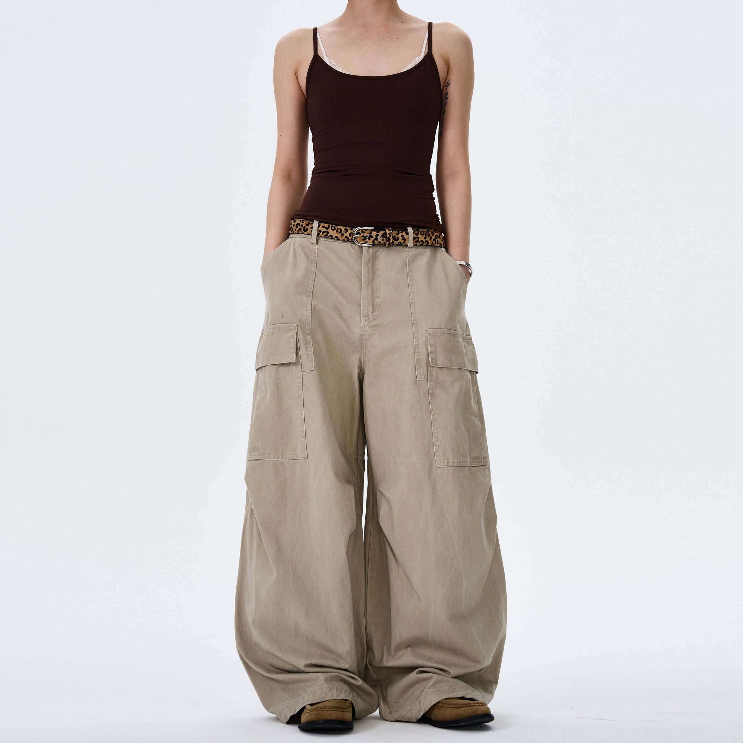 MADWITCH STREET VINTAGE WIDE-LEG CARGO PANTS #L4817
