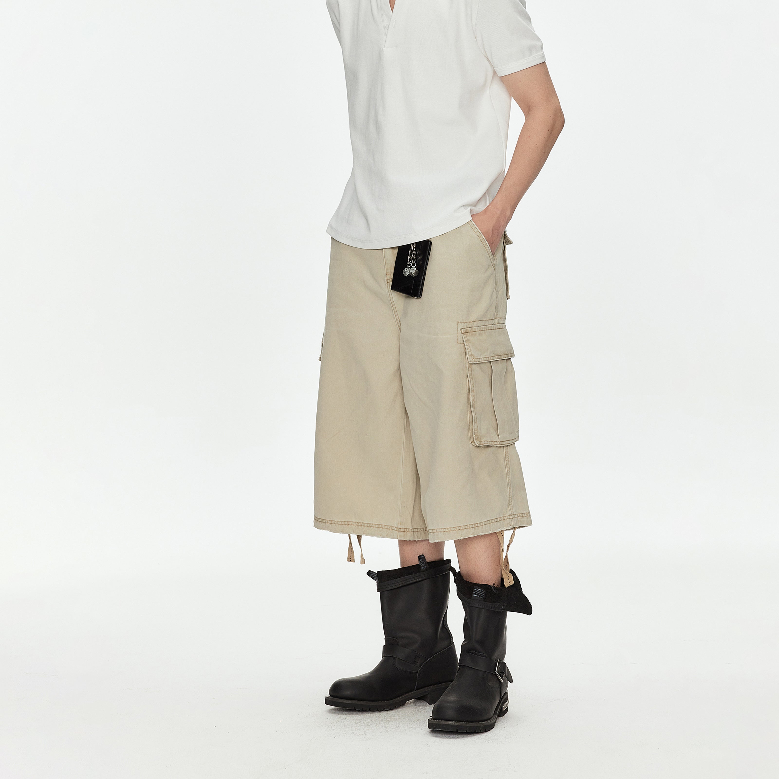 MADWITCH DRAWSTRING CARGO CROP PANTS #CK3510D