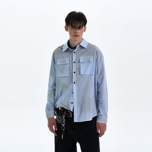 MADWITCH DIRTYFIT STRIPED BUTTON-UP SHIRT #L832