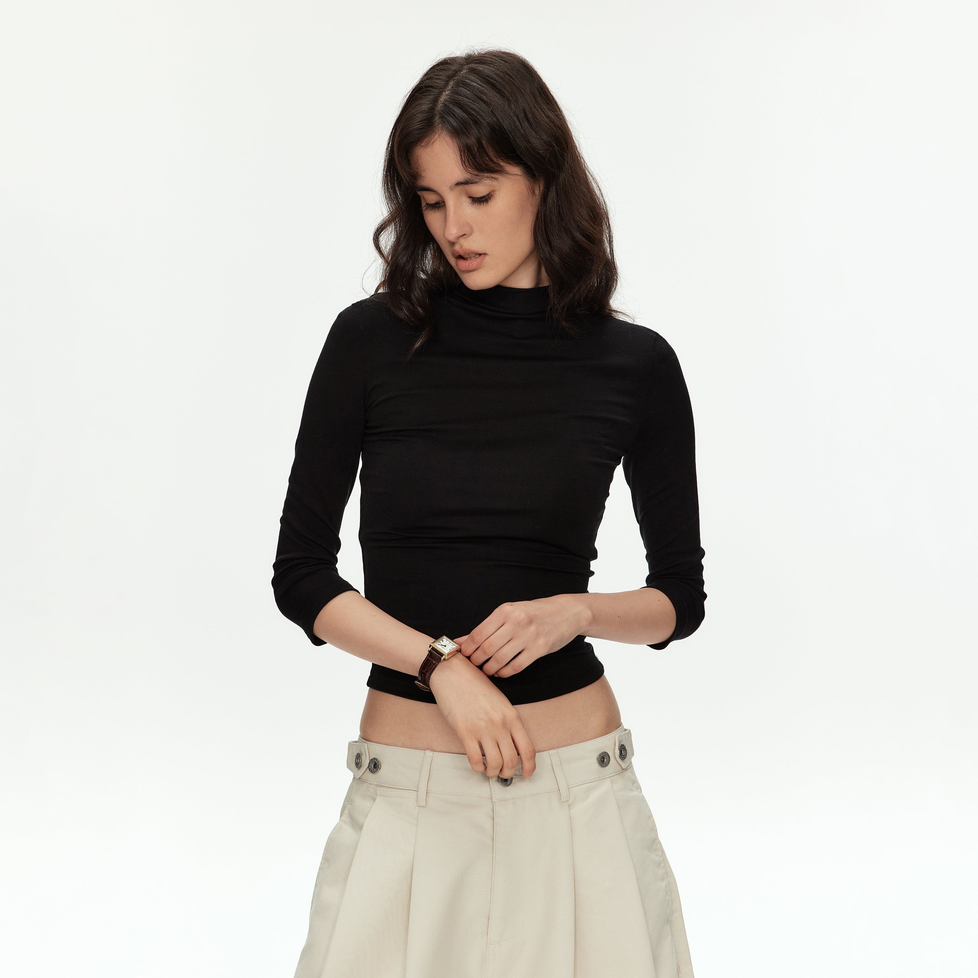 MADWITCH LYOCELL MOCK NECK TEE TOP #TC139N