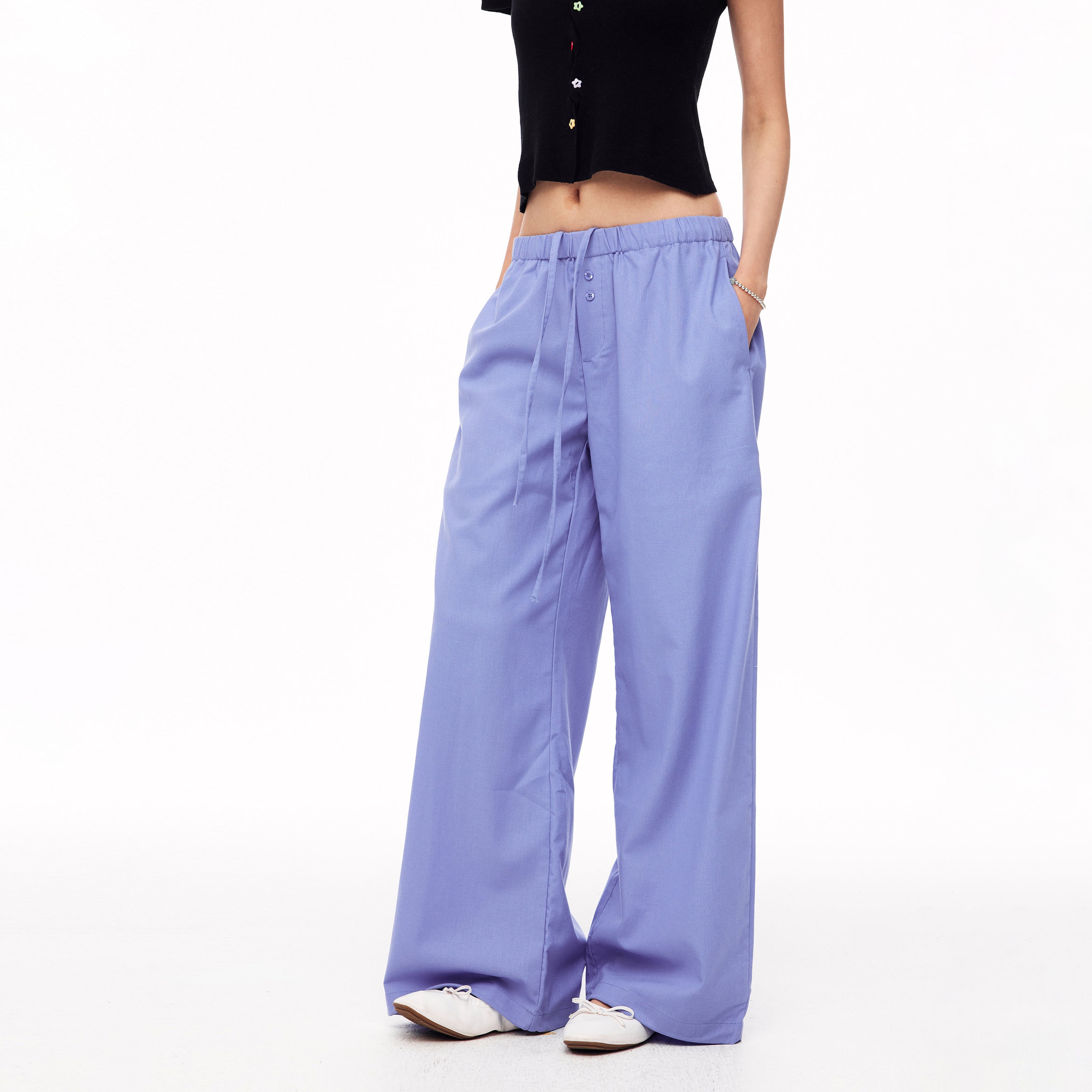 MADWITCH LAID-BACK LINEN-BLEND WIDE-LEG PANTS #CN61079