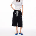 MADWITCH VINTAGE GRAPHIC RAW EDGE SWEAT CAPRI PANTS #CK280D