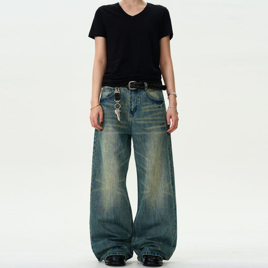 MADWITCH STRAIGHT LEG WIDE-LEG DENIM PANTS #G6621