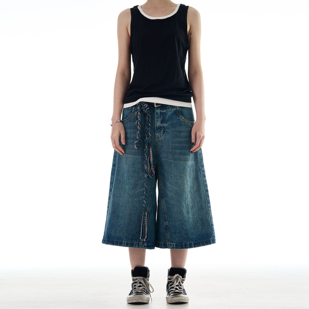 MADWITCH WASHED WIDE LEG DENIM JEANS #L562