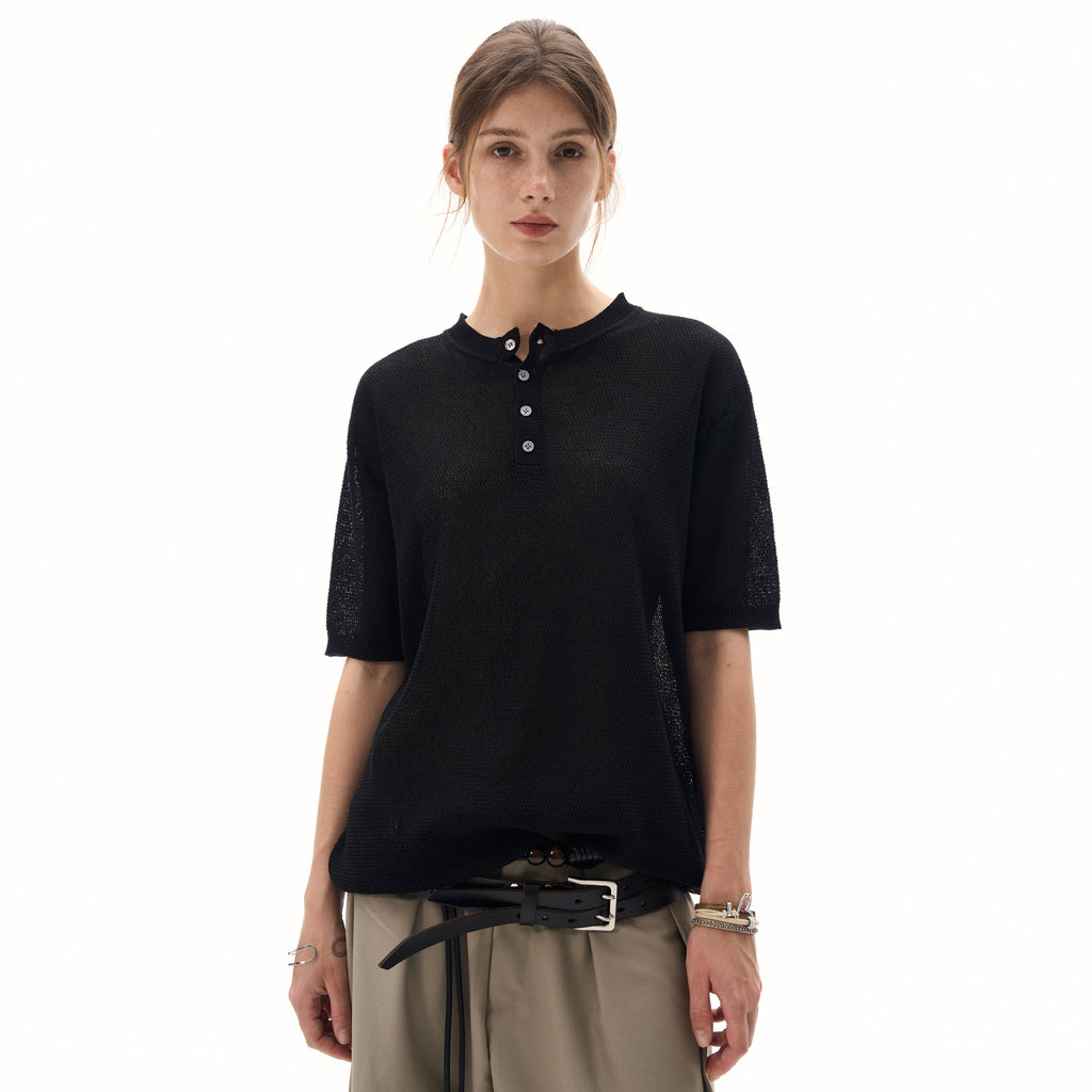 MADWITCH LACE KNIT SHORT SLEEVE TOP #M367