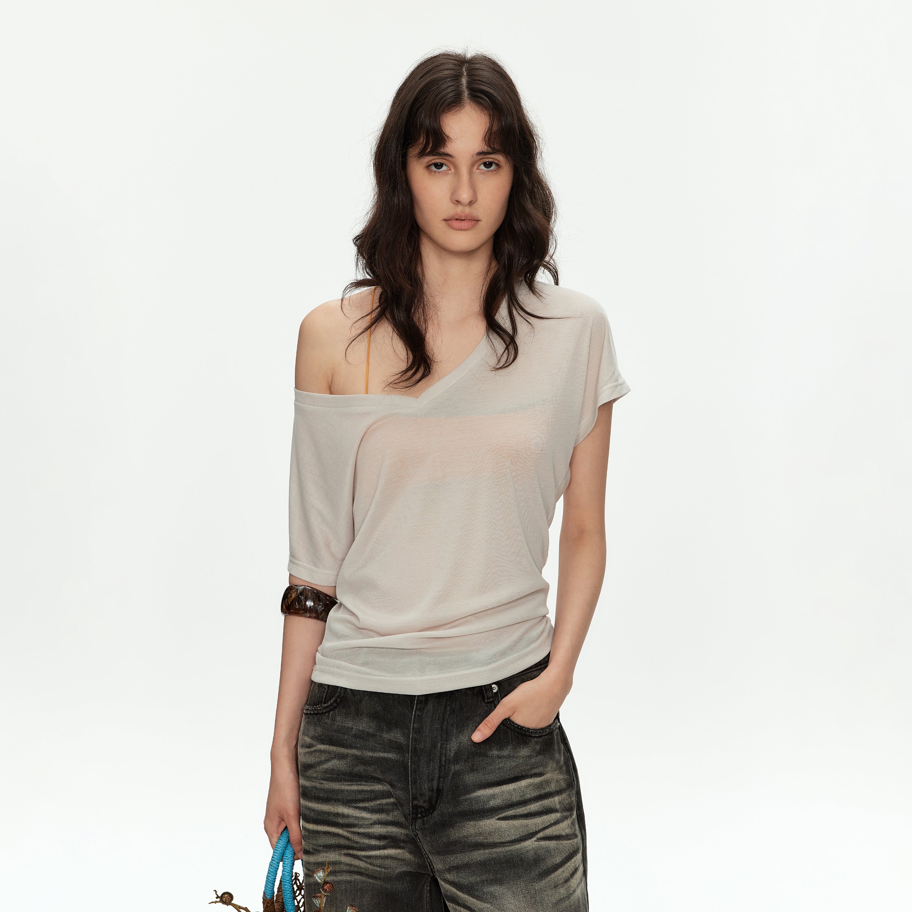 MADWITCH V-NIP WAIST RUCHED TEE #G26430