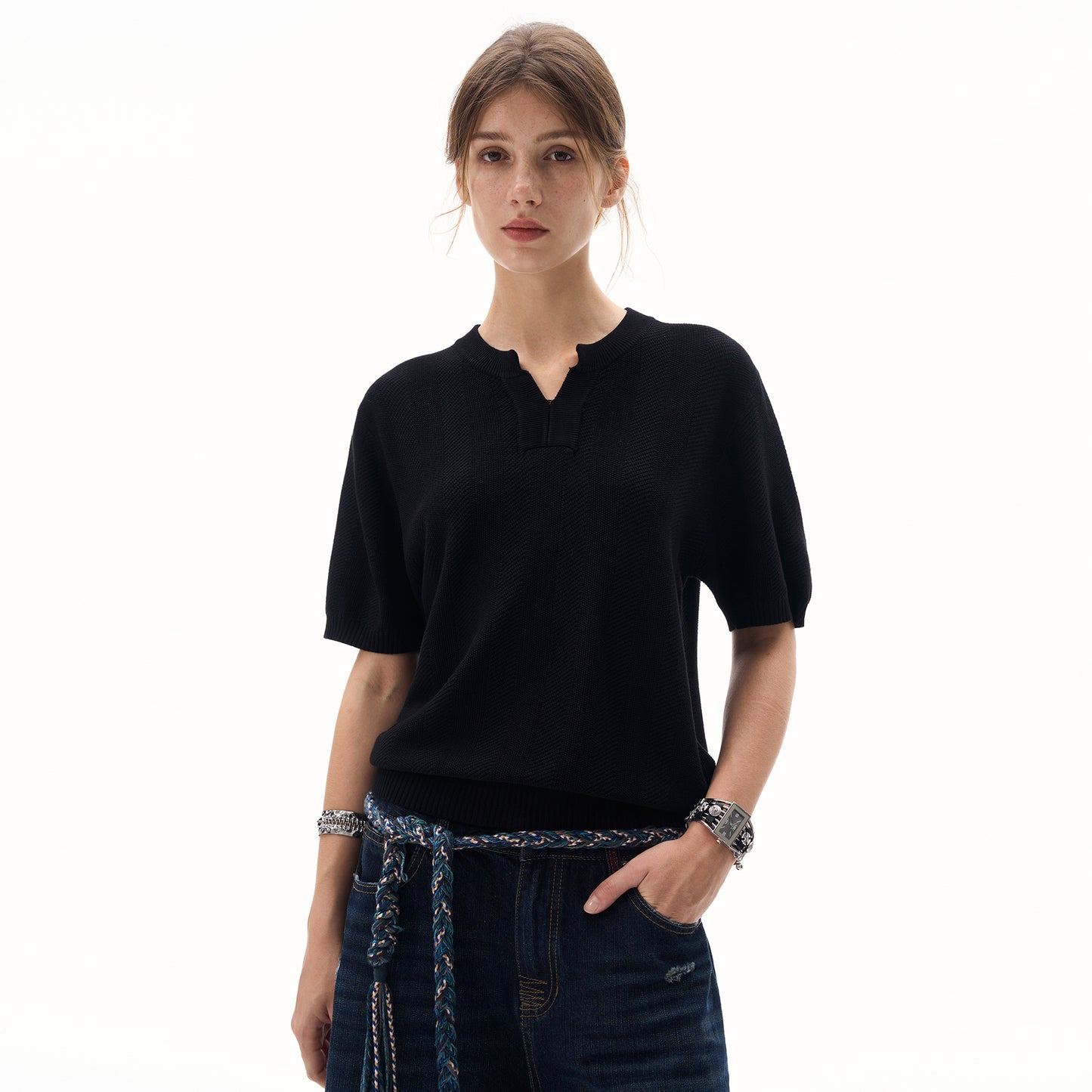 MADWITCH CLEAN FIT KNIT T-SHIRT #M6113