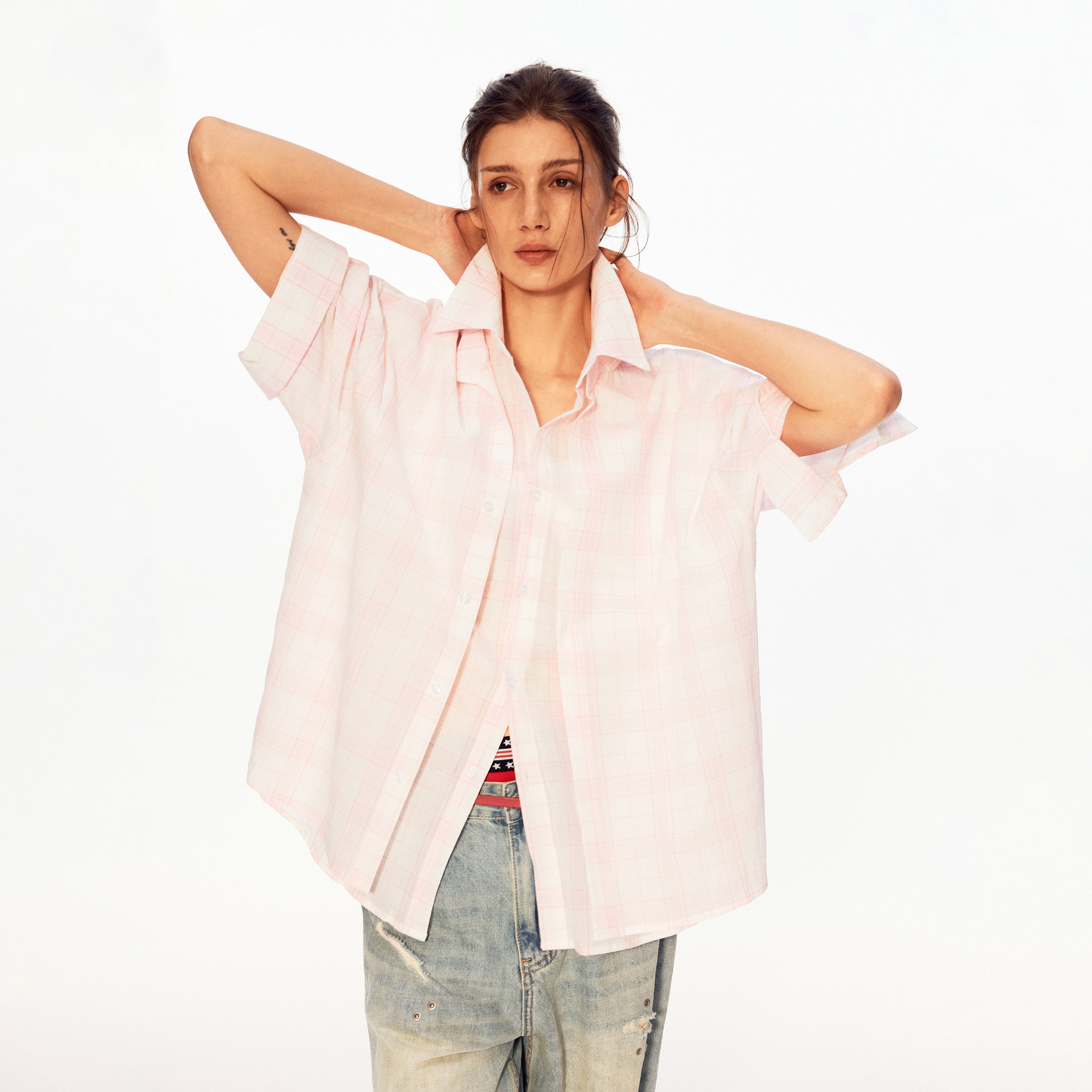 MADWITCH VINTAGE PLAID COLLAR SHIRT #26049