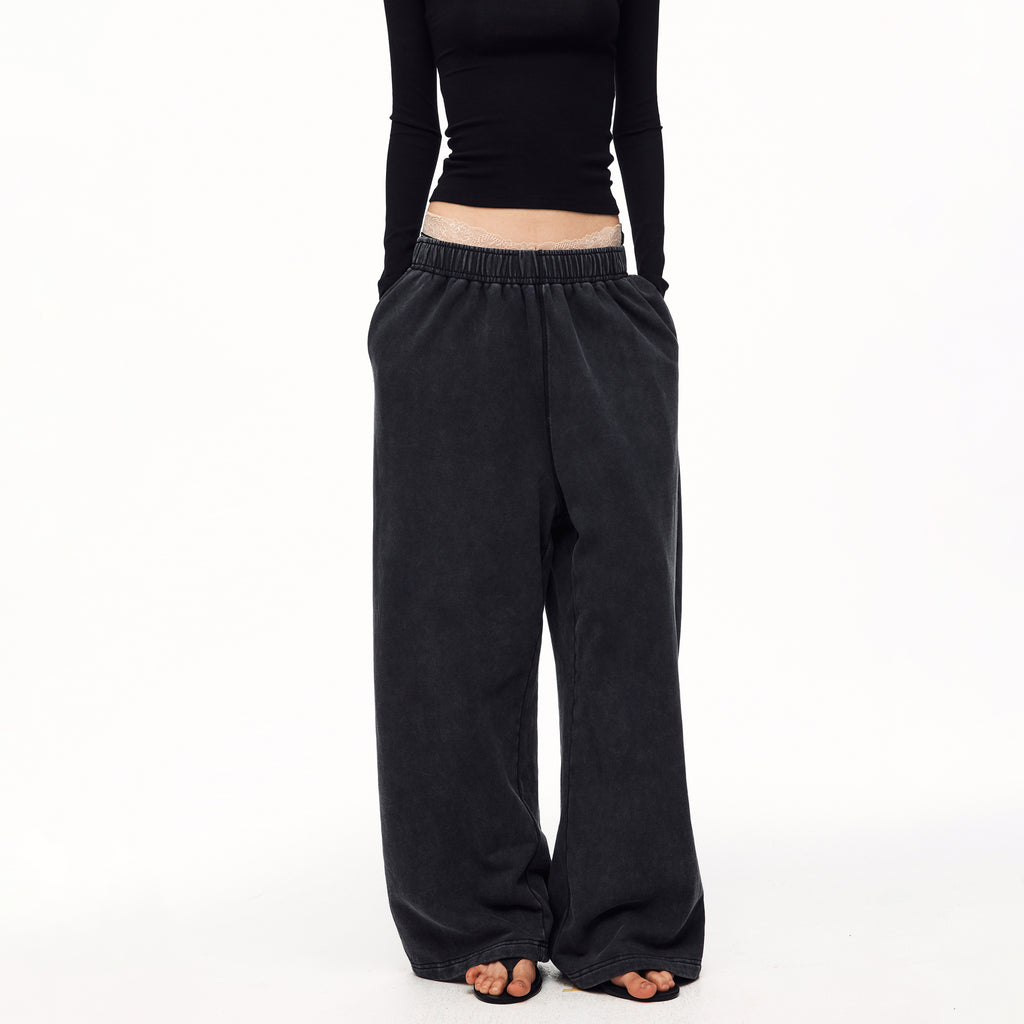 MADWITCH WASHED GRAPHIC WIDE-LEG SWEATPANTS #CK61053