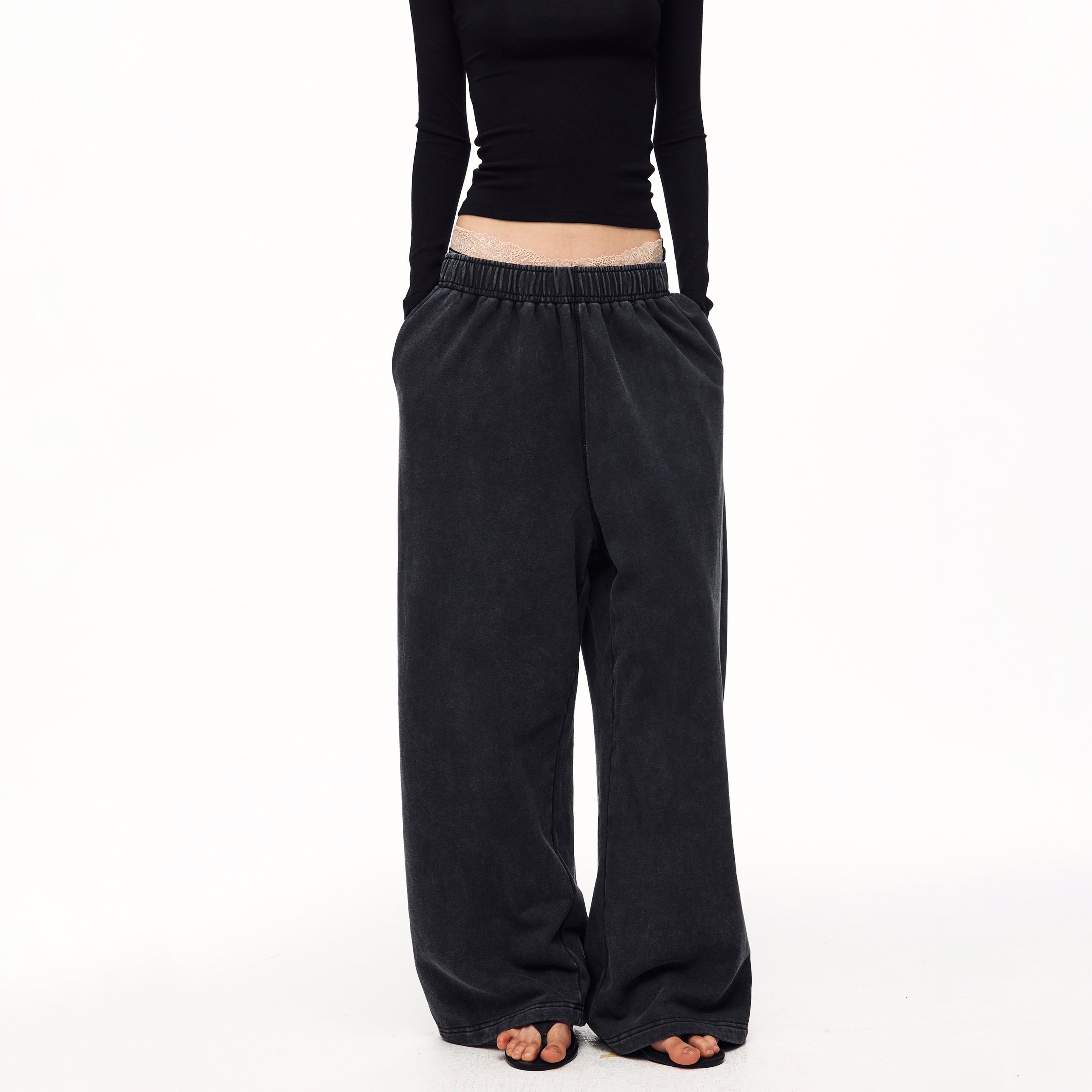 MADWITCH WASHED GRAPHIC WIDE-LEG SWEATPANTS #CK61053