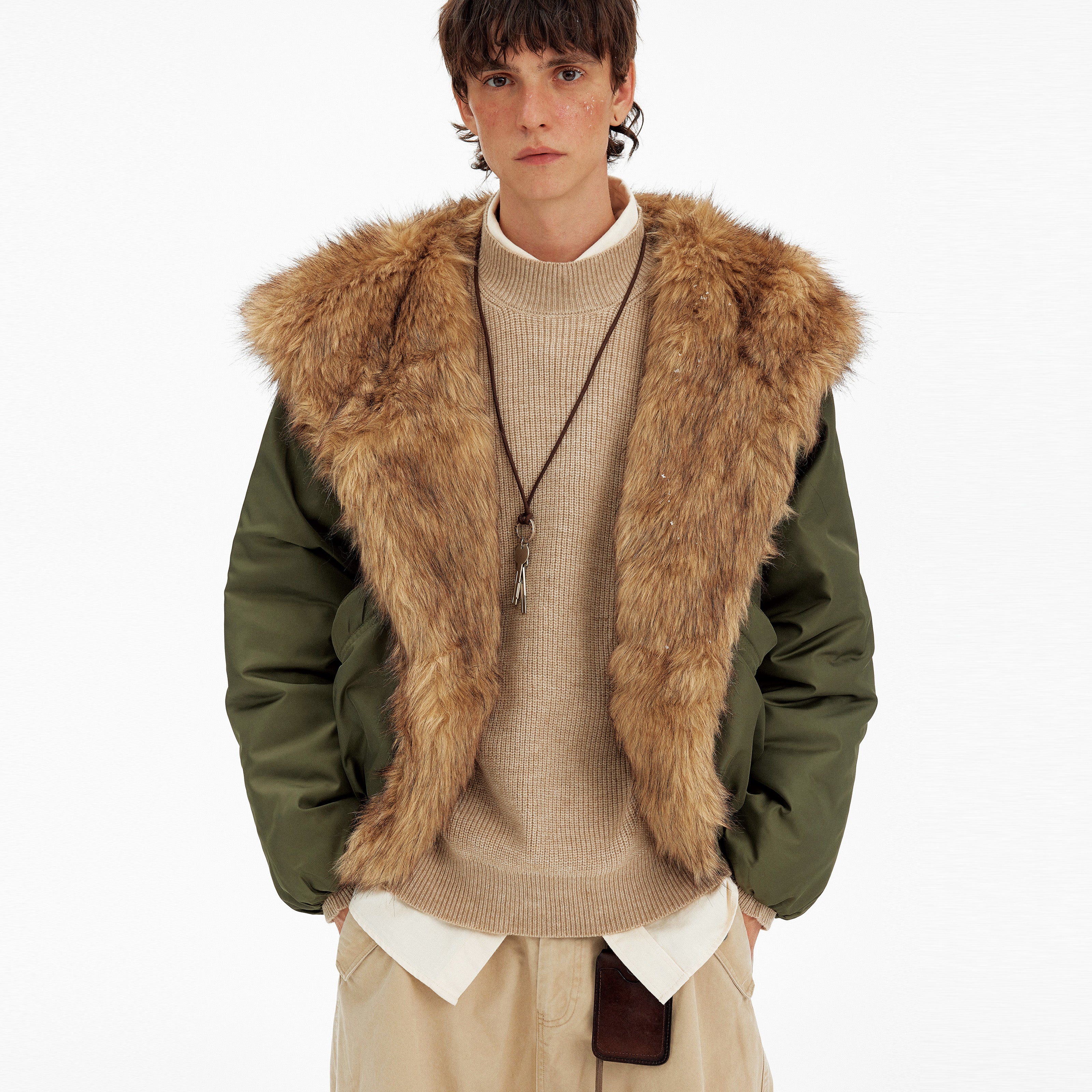 MADWITCH FAUX FUR COLLAR PUFFER JACKET #BM334