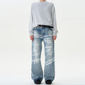 MADWITCH LETTER PRINT DENIM PANTS #G6482