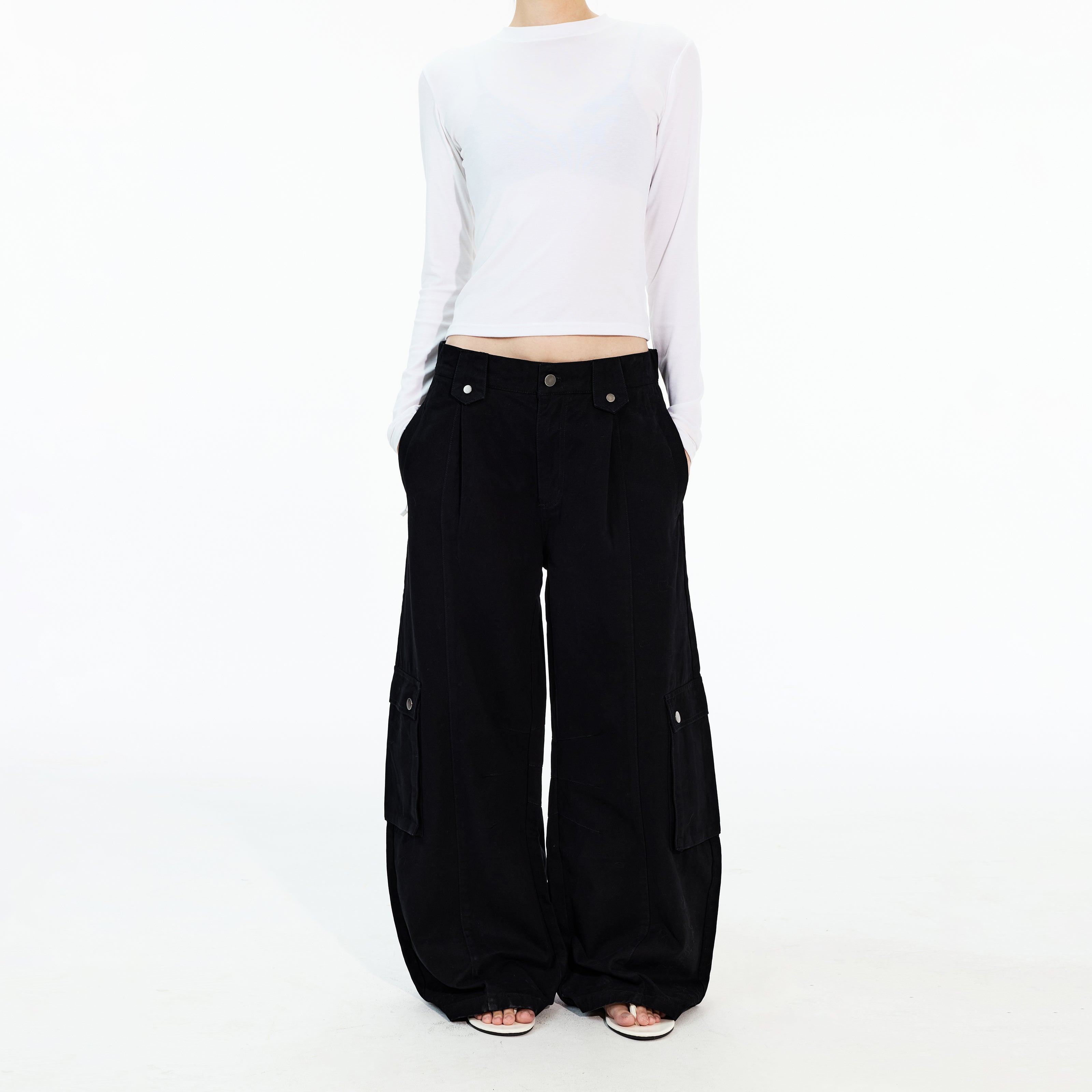 MADWITCH PLEATED MULTI-POCKET WORK PANTS #A619
