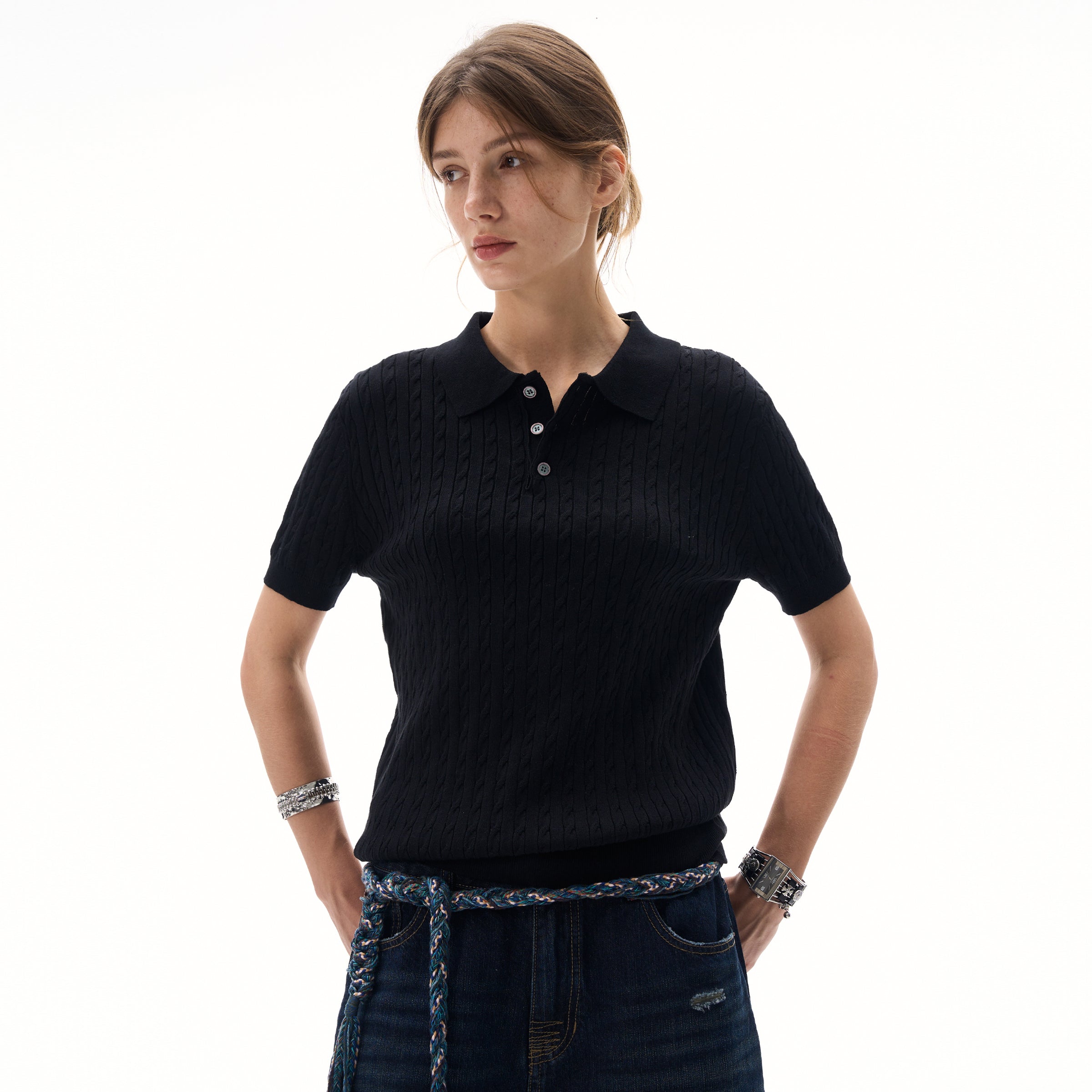 MADWITCH KNIT POLO TSHIRT #YF901
