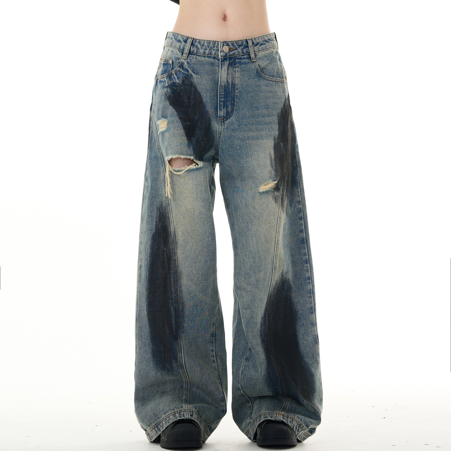 MADWITCH WIDE LEG RIPPED JEANS #DCG6416