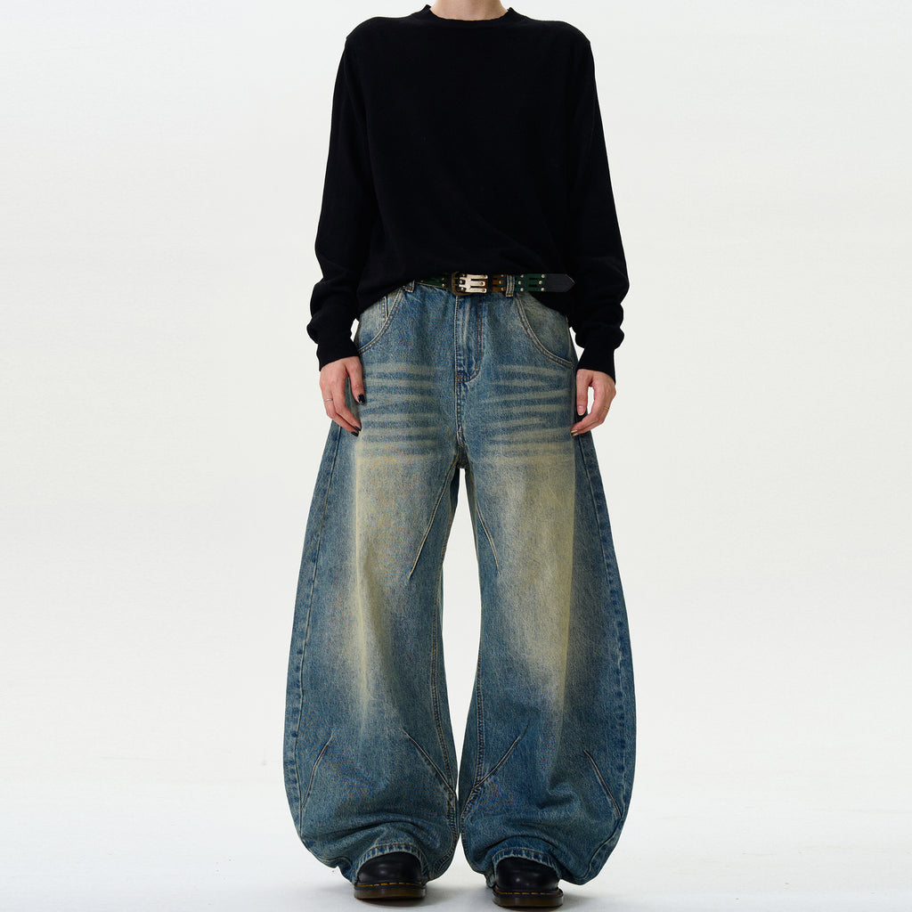 MADWITCH BEND-LEG WIDE-LEG DENIM JEANS #CK9367