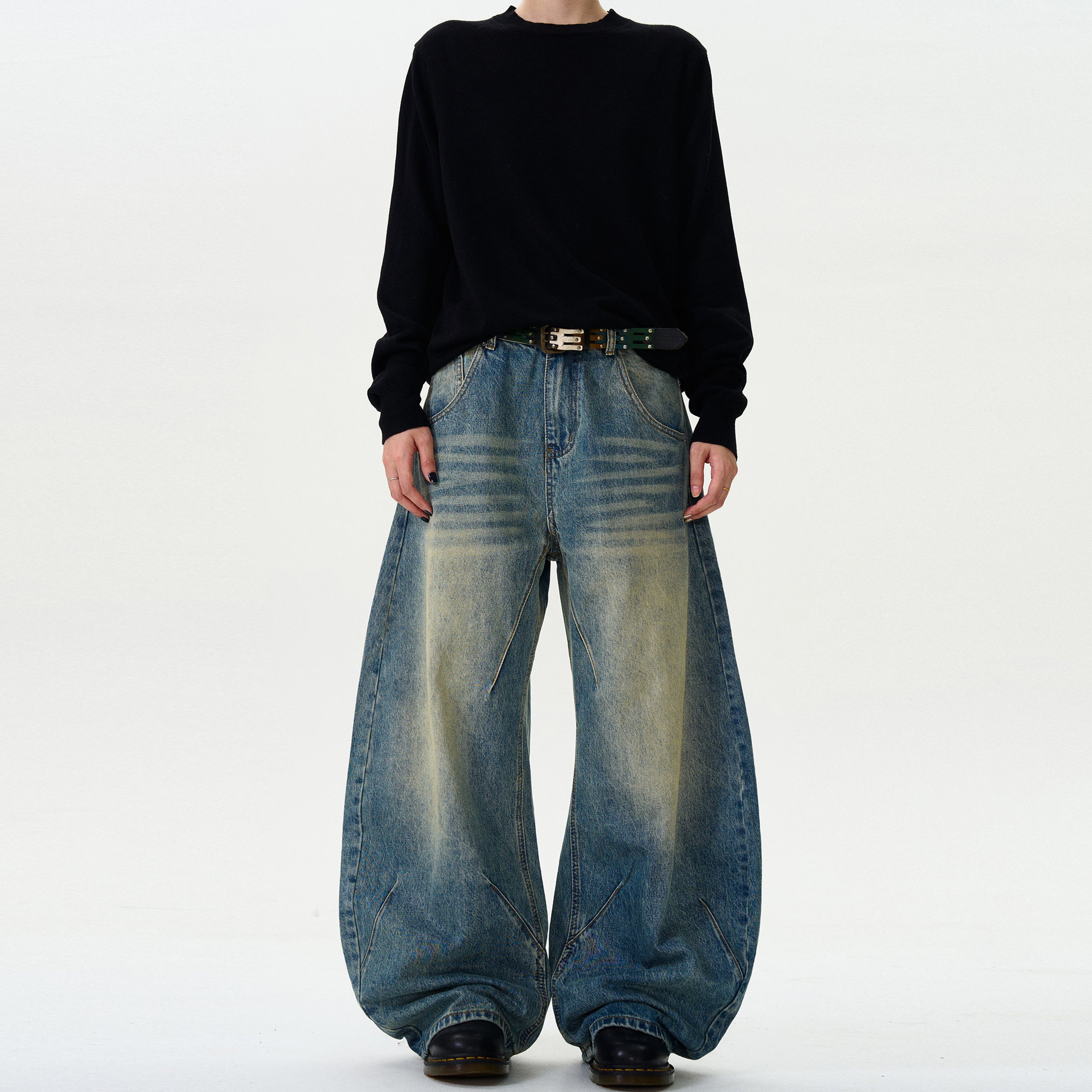 MADWITCH BEND-LEG WIDE-LEG DENIM JEANS #CK9367