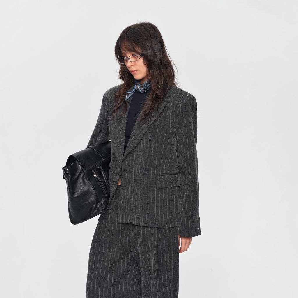 MADWITCH STRIPED DOUBLE-BREASTED OVERSIZED BLAZER #AW26123