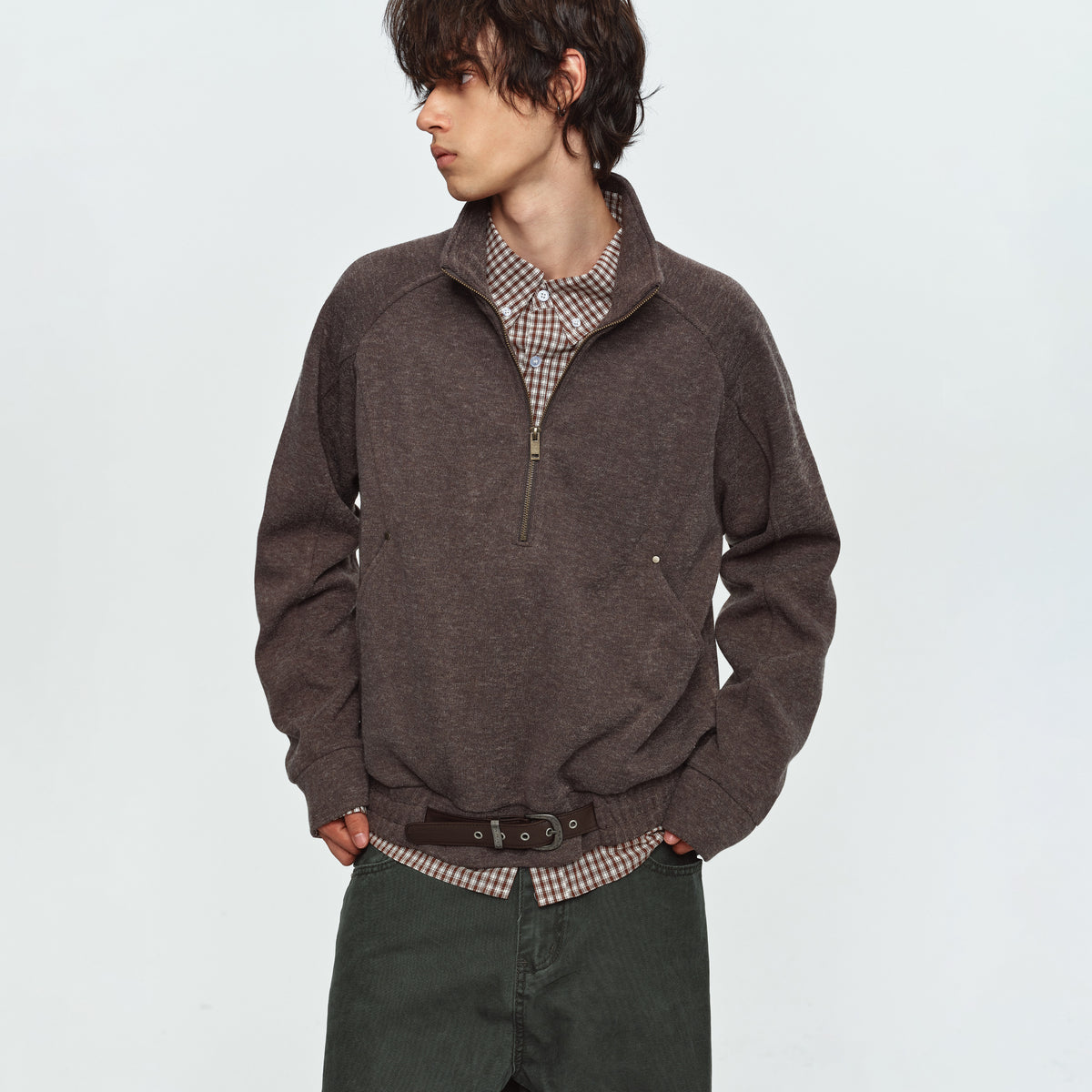 MADWITCH TEXTURED HALF-ZIP RAGLAN PULLOVER SWEATSHIRT #991561