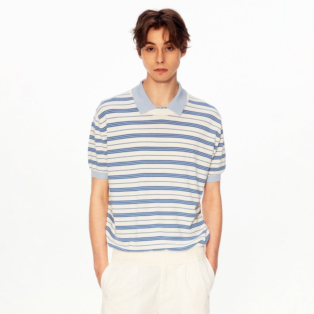 MADWITCH FAUX LAYER STRIPE POLO TEE 27474 - MadWitch Store