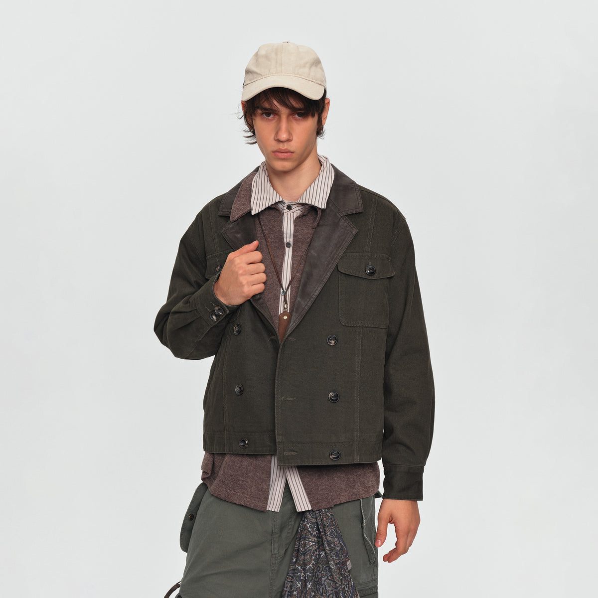 MADWITCH CONTRAST-COLLAR RELAXED UTILITY JACKET #2609WT6101