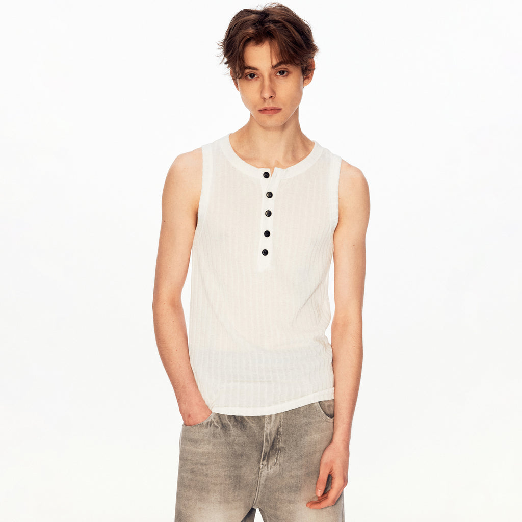 MADWITCH HENLEY RIBBED SLEEVELESS TOP #AW26006