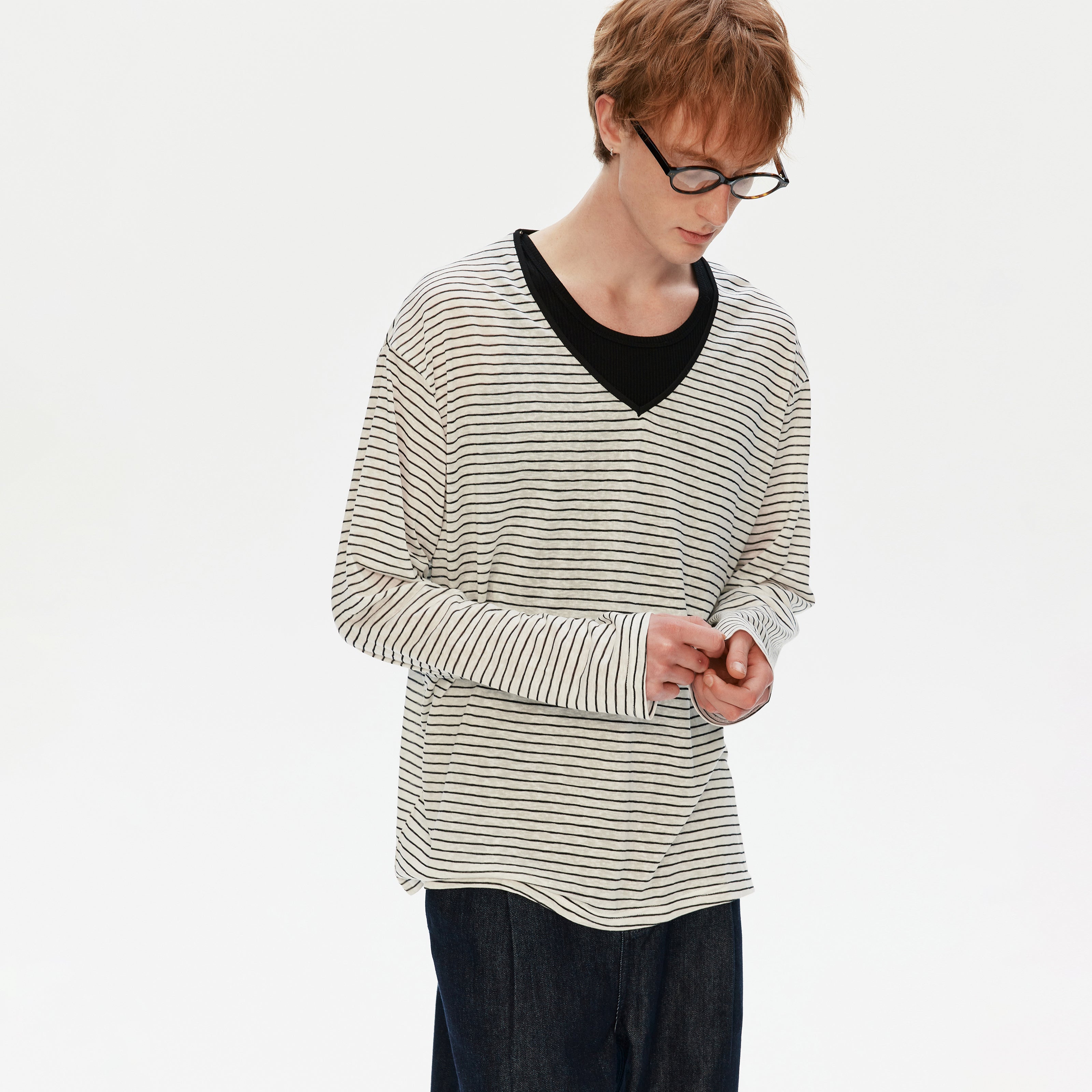 MADWITCH V-NECK LONG TEE #AM2079