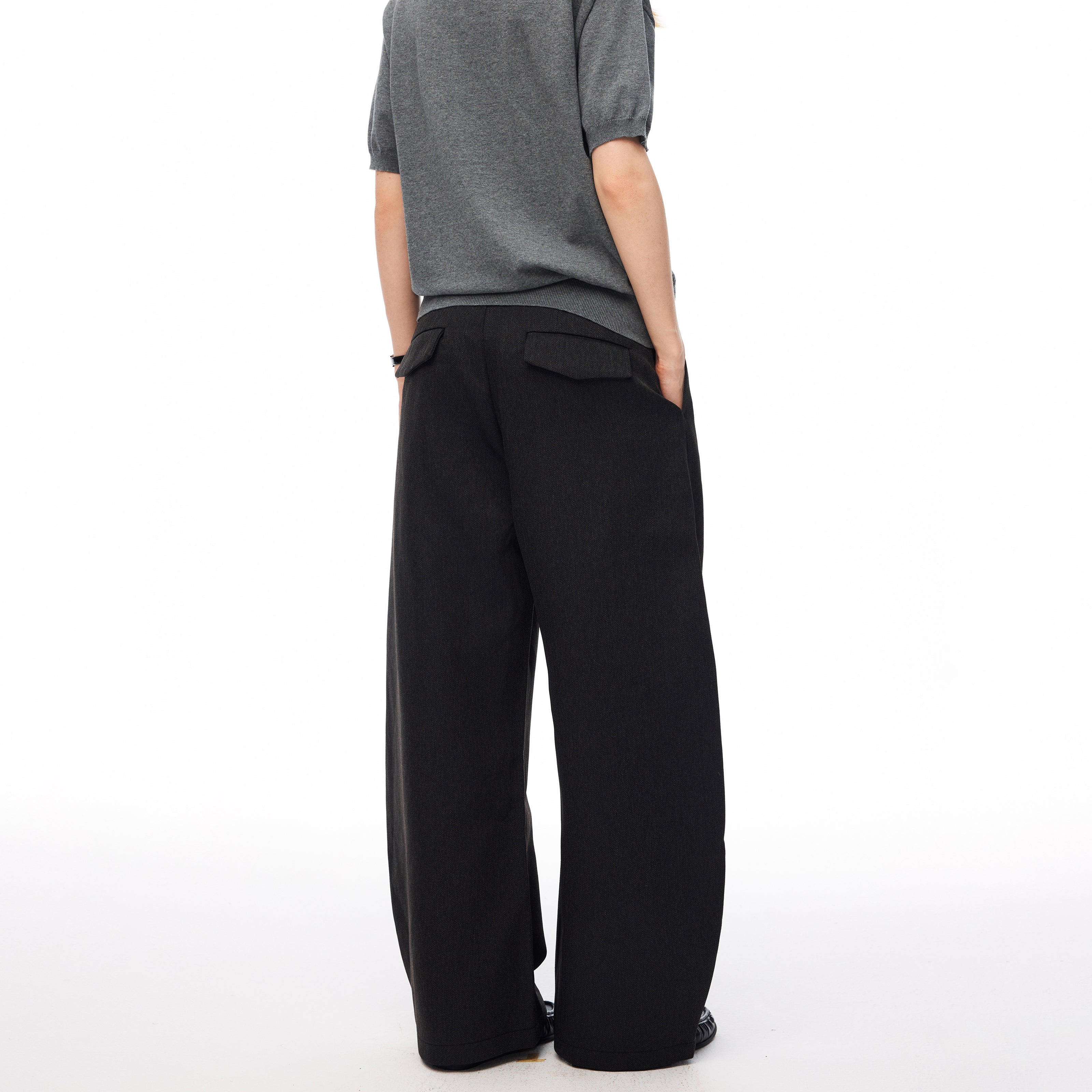 MADWITCH VINTAGE DOUBLE-PLEATED WIDE-LEG TROUSERS #CK61011